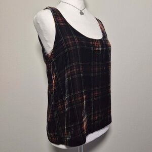 J Crew Tartan Plaid Velvet Velour Academia EGirl Whimsy Gothabilly Tank Top US 2